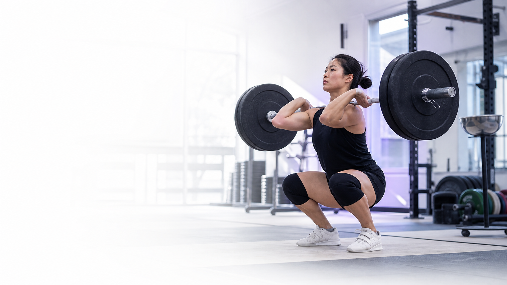 Athlete training in a bright gym